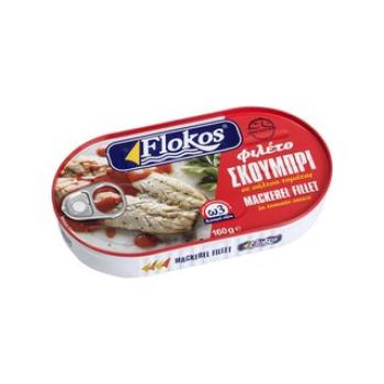 Flokos - Makrelenfilet in Tomatensauce - 160g - 5 Dosen